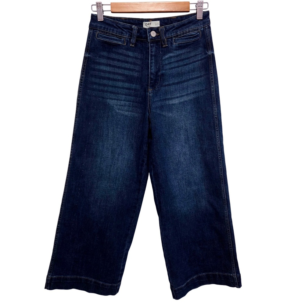 OAT New York Cropped Wide Leg Jeans Women's Size 4 27 Blue Denim